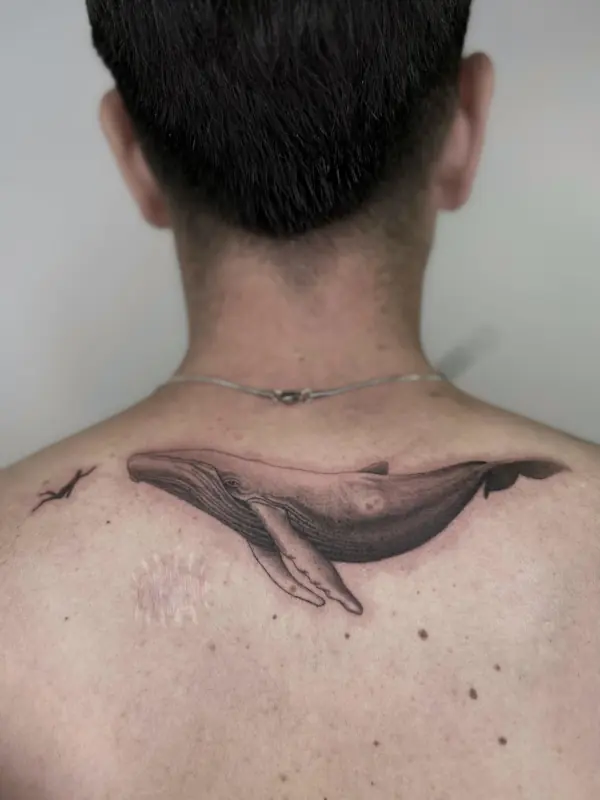Tatuaje nadando con ballenas